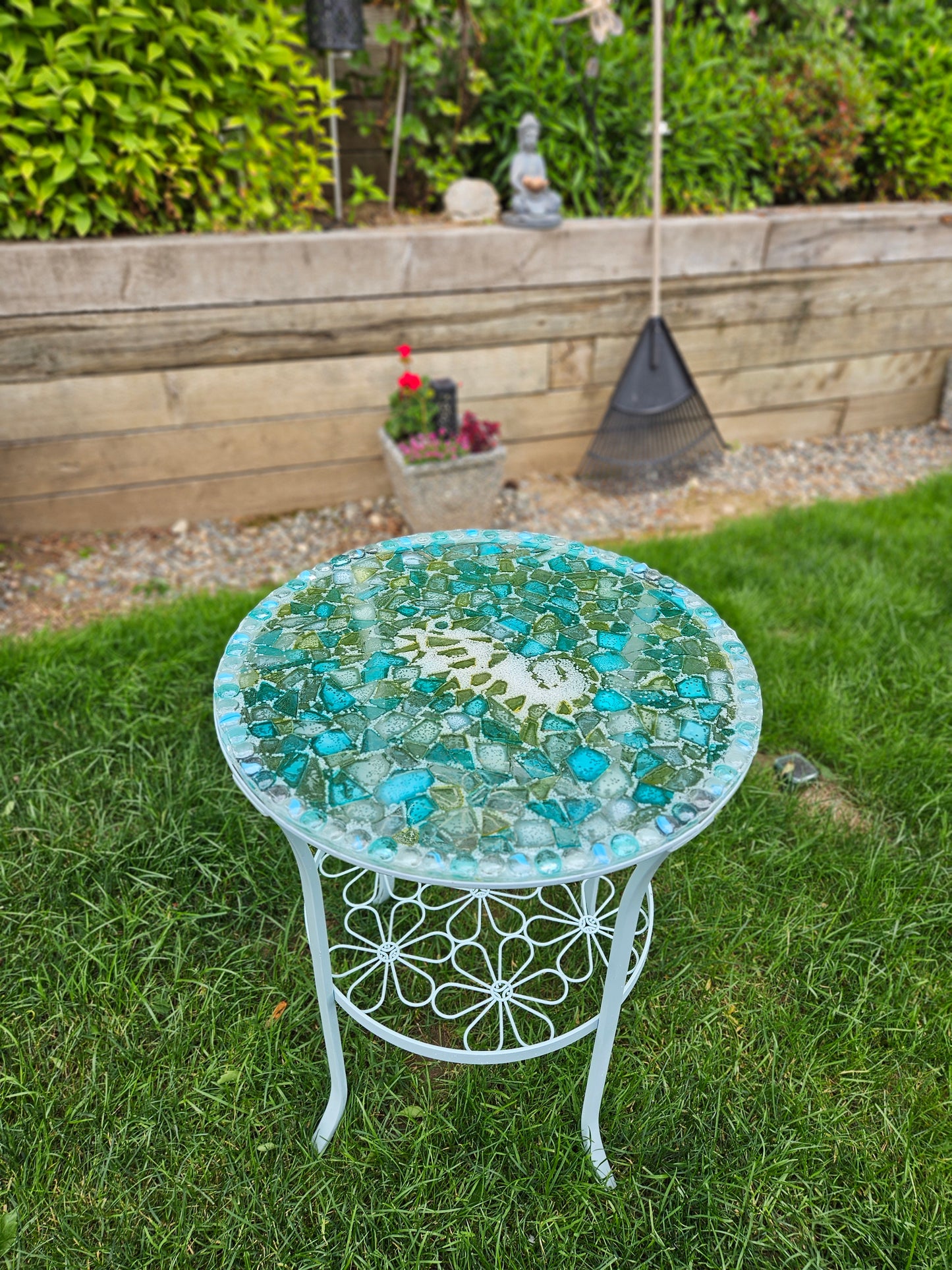 π Handmade Seahorse & Sea Glass Resin Table β Coastal Ocean-Inspired Decor π