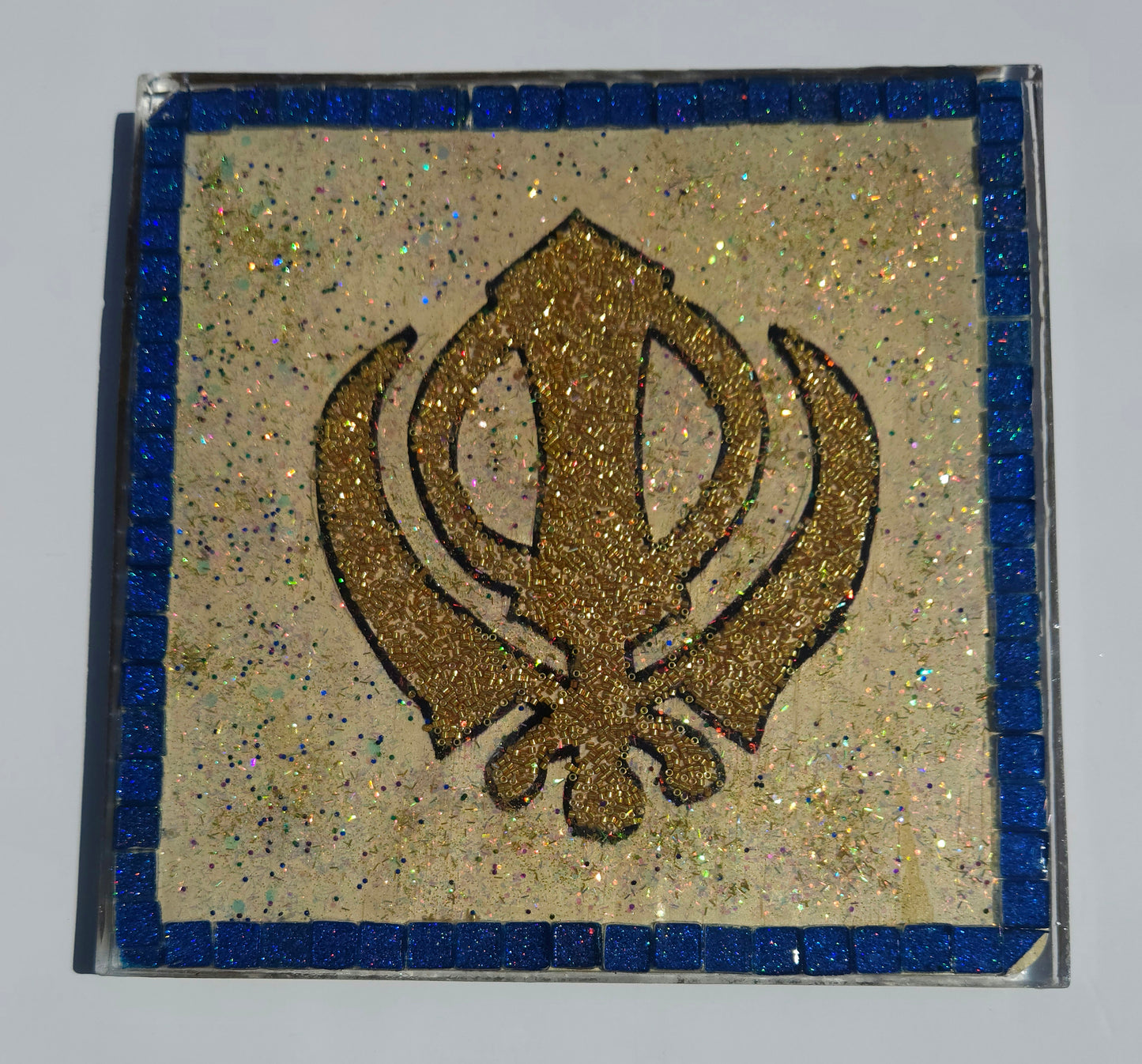 Handmade Khanda Sikh Symbol Wall Art ā Spiritual Home Decor - Blue