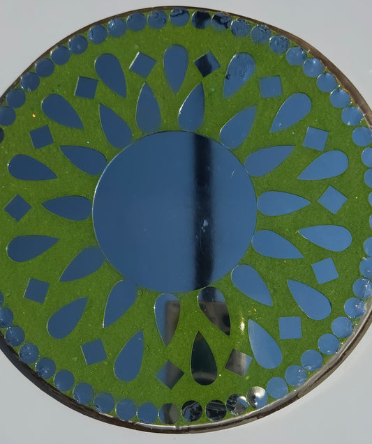 Round Green Mosaic Mirror – Handcrafted Wall or Table Decor with Geometric Design (Copy) (Copy) (Copy) (Copy)