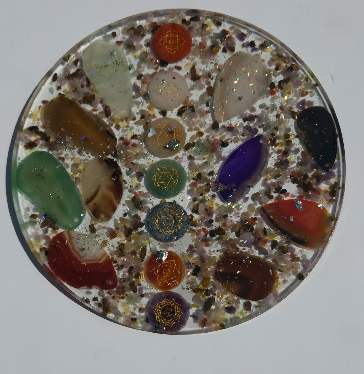 Root to Crown Light Grid – 8" Resin Chakra Circle