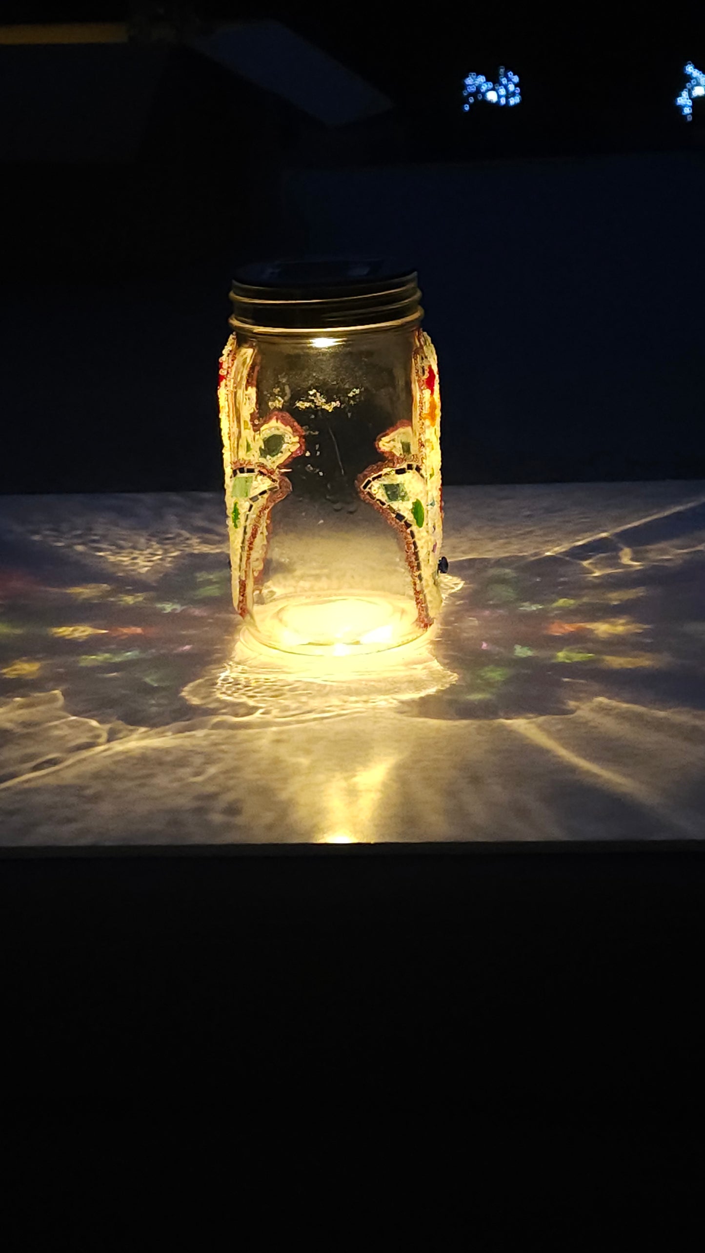 Chakra Hamsa Mosaic Solar Light Jar β Rainbow Energy & Evil Eye Protection