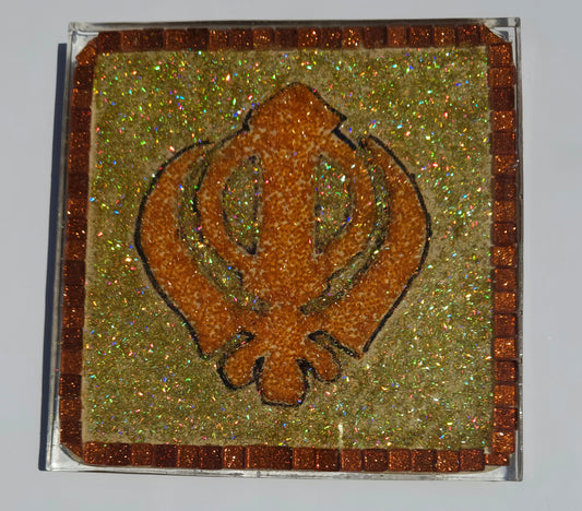 Handmade Khanda Sikh Symbol Wall Art – Spiritual Home Decor - Orange