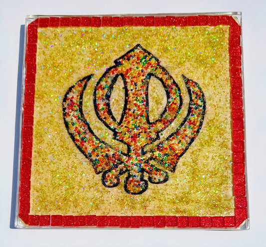 Handmade Khanda Sikh Symbol Wall Art – Spiritual Home Decor - RED